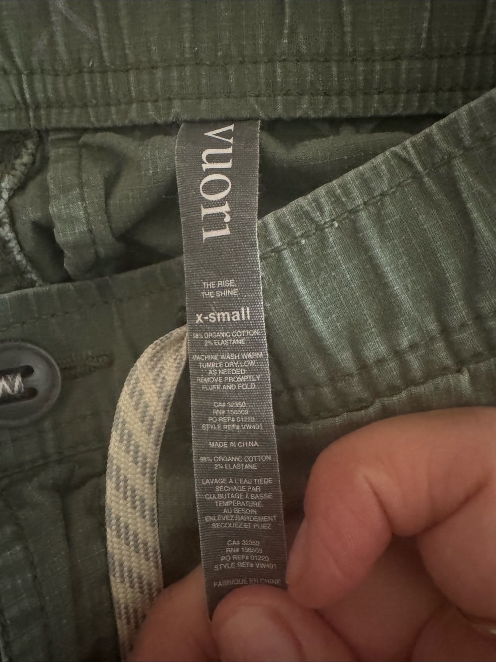 Vuori Ripstop Pants olive green Size XS Tapered Leg - Picture 9 of 11